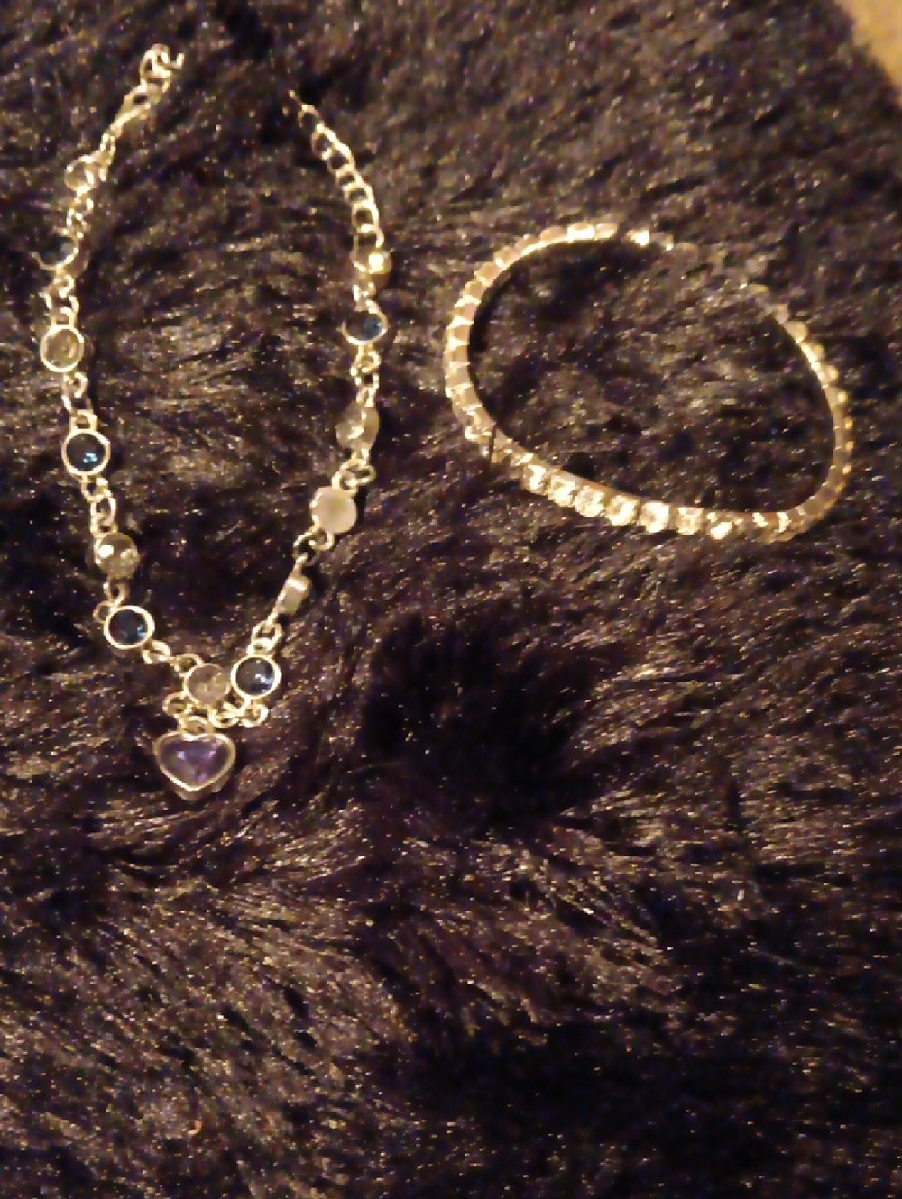 Silver Tone Heart Charm Bracelet with Blue Accents - Women Jewelry